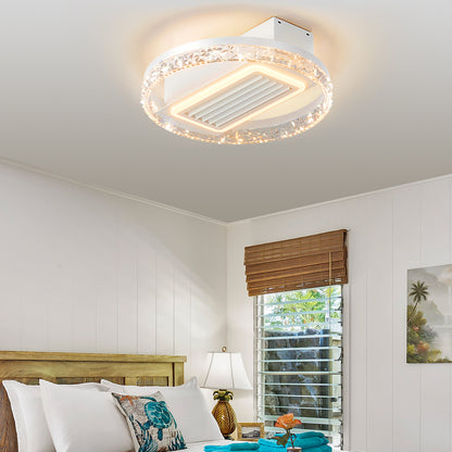 20' LED Bladeless Ceiling Fan Light with Remote Control – Modern Flush Mount Ceiling Lamp with Air Circulation and Adjustable Brightness for Living Room, Dining Room, or Bedroom