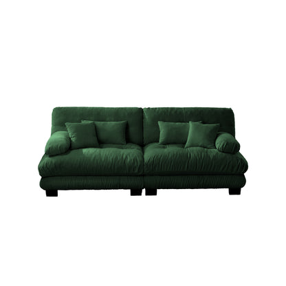 Cloud Couch 2 Seater Sofa, Chenille 2 - Seat sofa with 2 Lumbar pillows and 2 throw pillows, Chenille Green