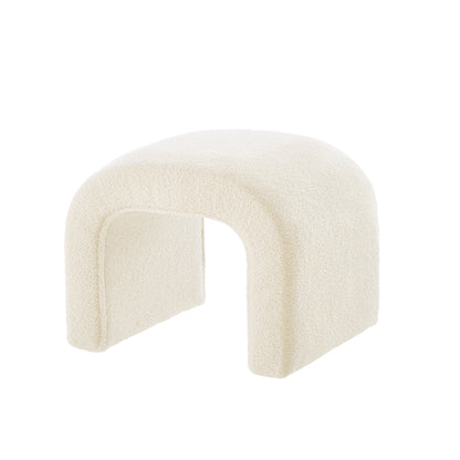 Set of 3 U-Shaped Modern Bench Teddy  Ottoman Bench for Entryway, Bedroom End of Bed, Set of 3 Small Sofa Footrest Extra Seating for Living Room, 44+18 Inch Bench Bench & Ottoman- Cream