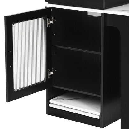 K&K 59.5" Kitchen Island with Extendable Dining Table, Kitchen Storage Table with Double-sided Storage, Kitchen Island with 2 Drawers