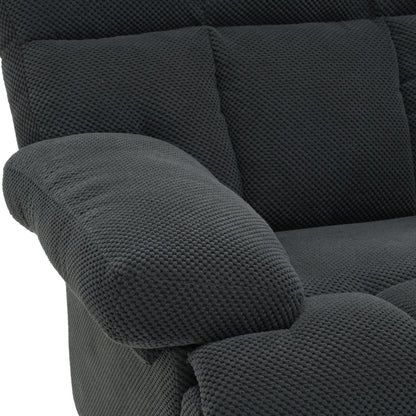 Modern Manual Rocker Recliner Chair with Nubby Upholstery Fabric in Dark Grey, Fabric +Wood and Metal Construction