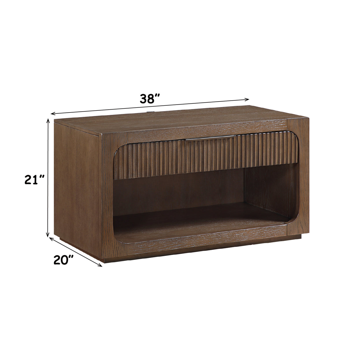 Leanna Brown Oak Nightstand w/Wood Top