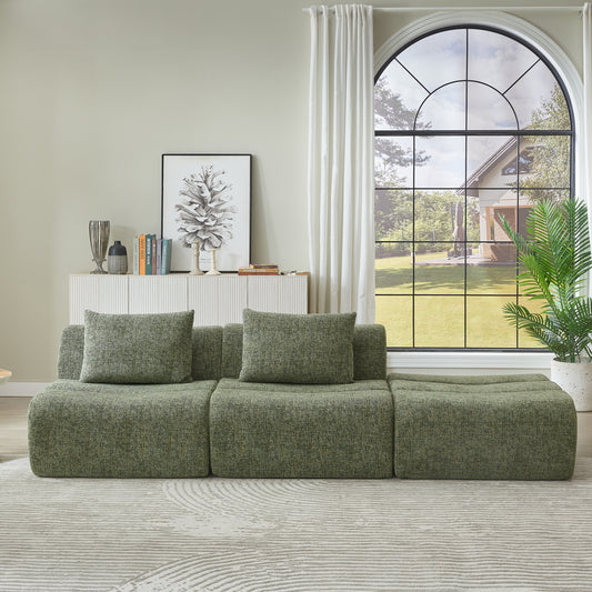 Oversized 3 Seater Compressed Sofa with Chenille Fabric, No Assembly, Space-Saving for Living Room, Apartment