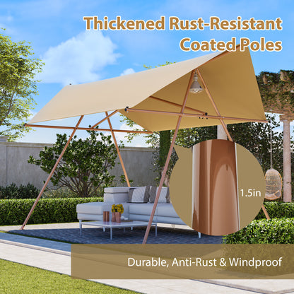 Hexagonal Shade Sail Canopy, Large 206'x118" UV Block Sun Shade with UPF 50+, Waterproof High-Density Polyester Fabric