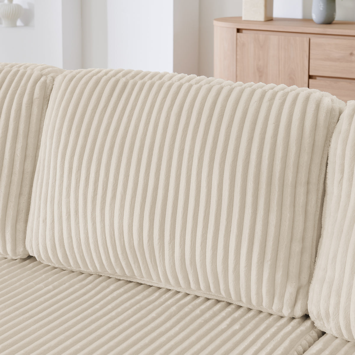 U shape Modular Sectional Sofa, Compressed Sectional Sofa Modern Minimalist Style Corduroy Couch, Sleeper Sofa – Beige