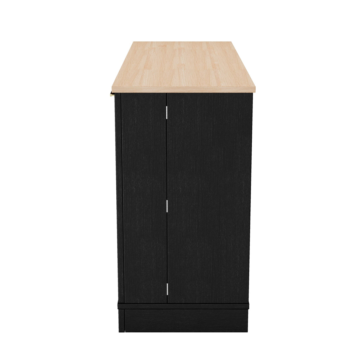 TREXM Multi-Functional Storage Sideboard, Extendable Dining Table, Adjustable Shelves, 3-Tier Pull-Out Rack, Kitchen Island Storage - Black