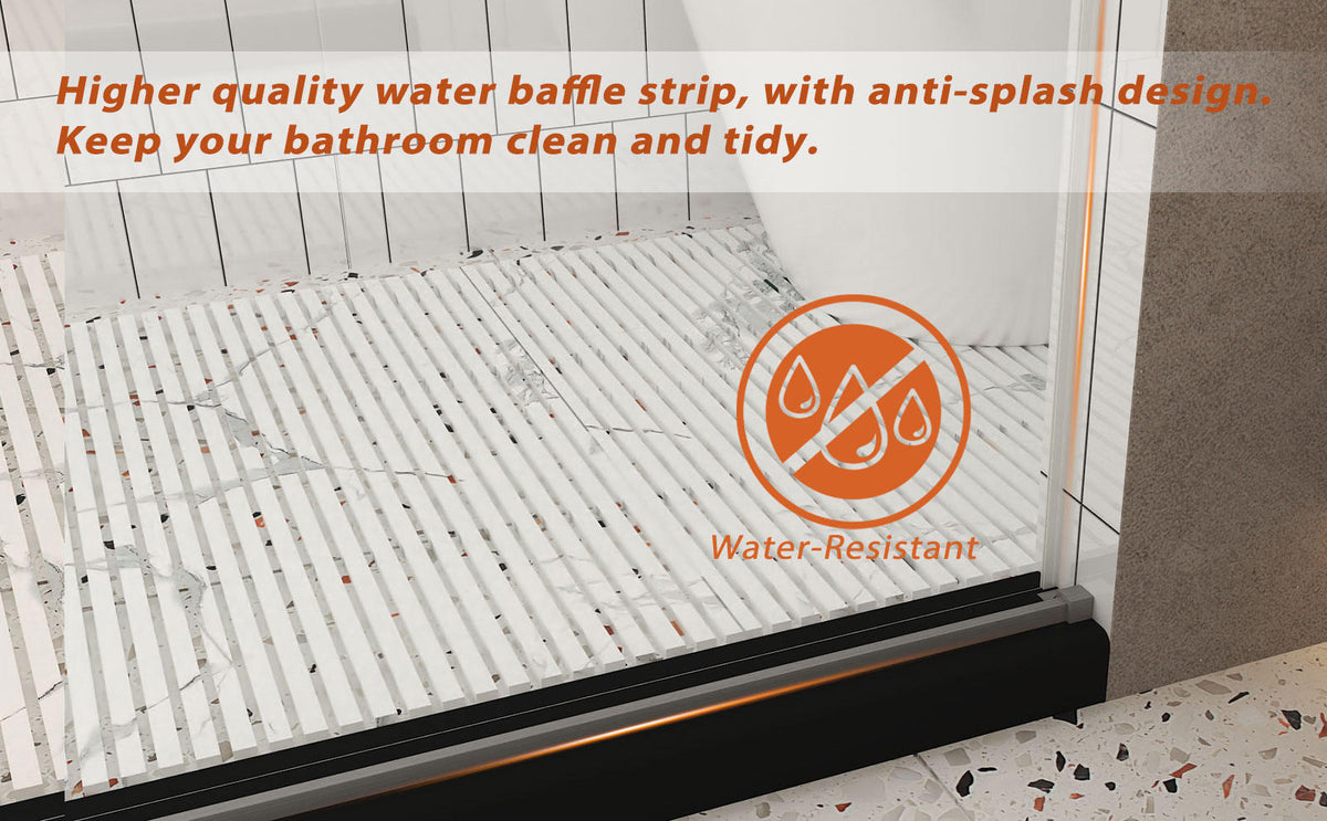 Frameless shower door 56-60 "W x 76" H, 1/4 "(6 mm) Clear Tempered Glass, Explosion Proof Film, Stainless Steel Handle,Brushed Nickel
