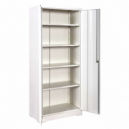 Ironclad 71" Cream White Metal Storage Cabinet with Locking Doors and 4 Adjustable Shelves, Heavy-Duty Steel for Garage, Laundry