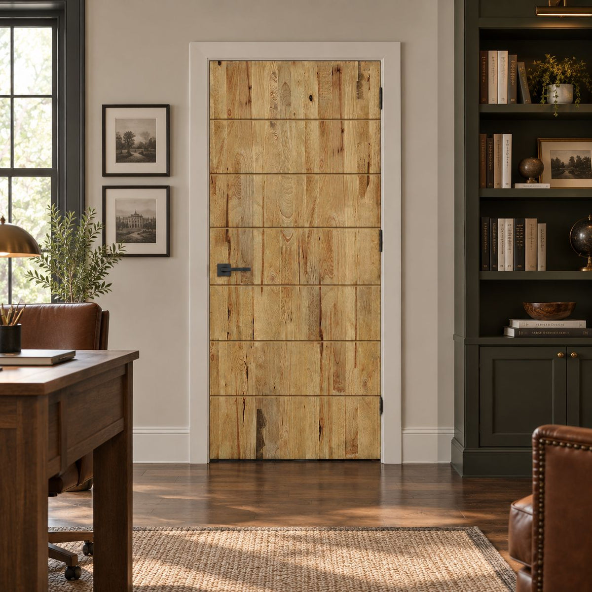 44 in. x 96 in. Hollow Core Weather Oak Stained Pine Wood Interior Door Slab