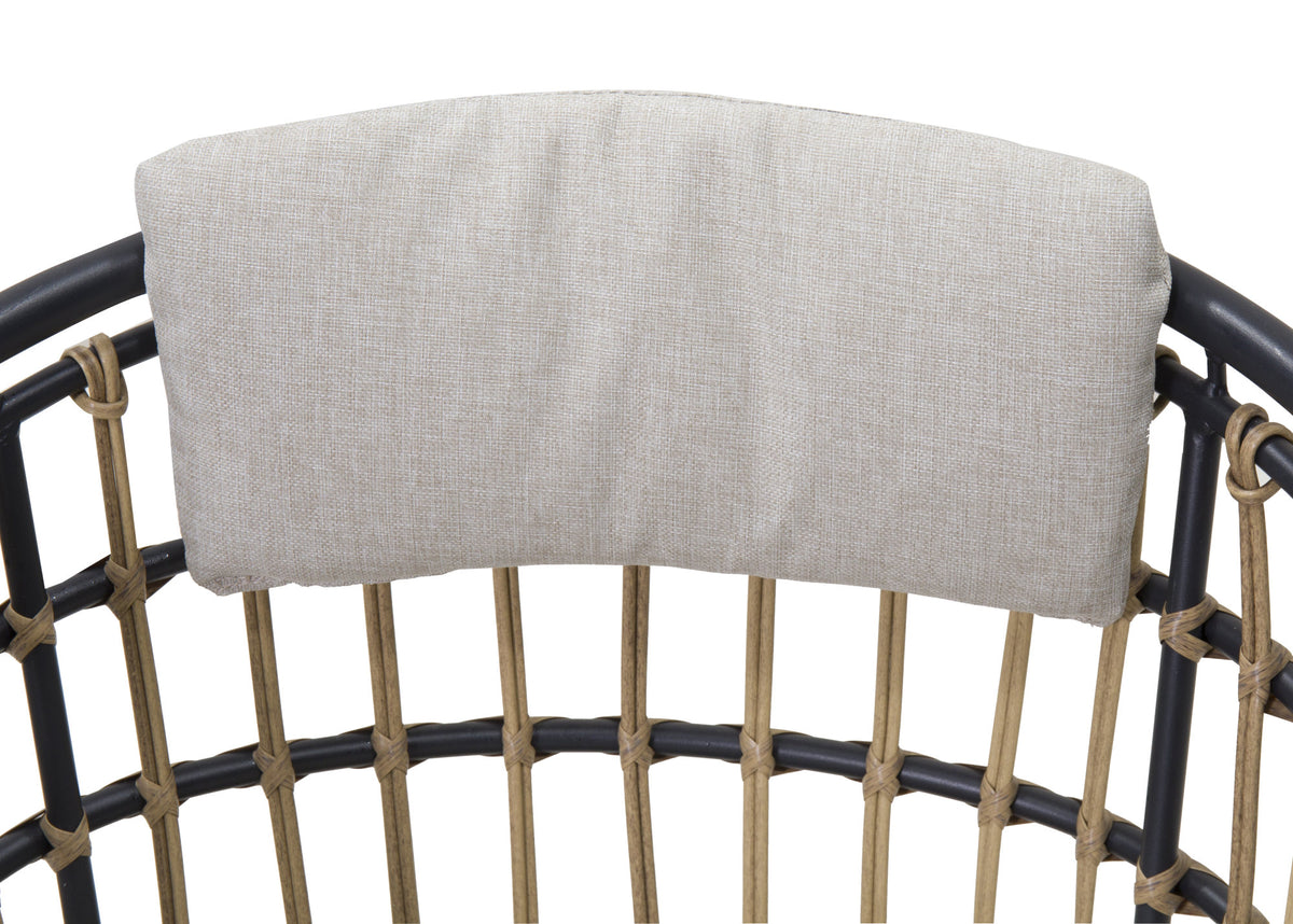 Beige PE Rattan Dining Chairs Set of 2 with Cushions, Outdoor Wicker Armchairs for Garden, Lawn, Poolside, Backyard, Porch
