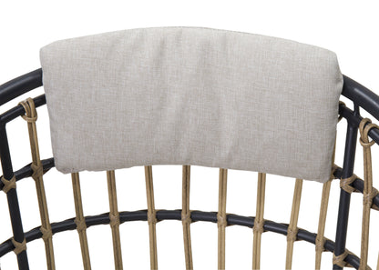 Beige PE Rattan Dining Chairs Set of 2 with Cushions, Outdoor Wicker Armchairs for Garden, Lawn, Poolside, Backyard, Porch