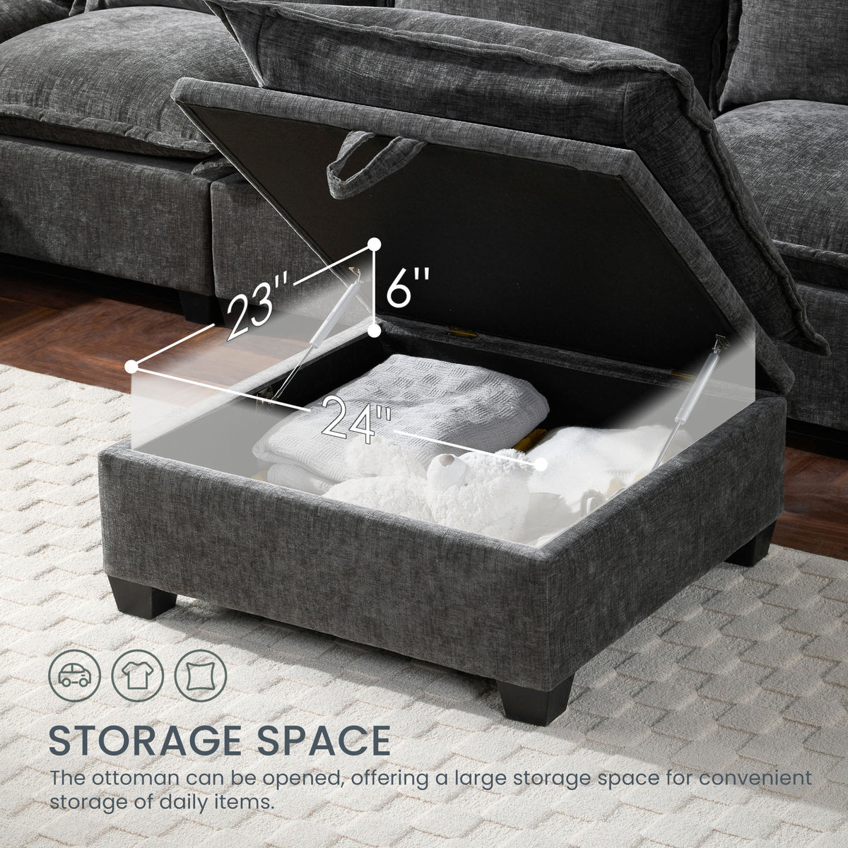 [VIDEO]117.5'' Modular Sectional Sofa with Movable Storage Ottoman, 7 Seat U Shaped Couch, Wide Seat & Free Combination