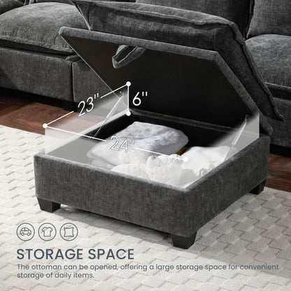 [VIDEO]117.5'' Modular Sectional Sofa with Movable Storage Ottoman, 7 Seat U Shaped Couch, Wide Seat & Free Combination