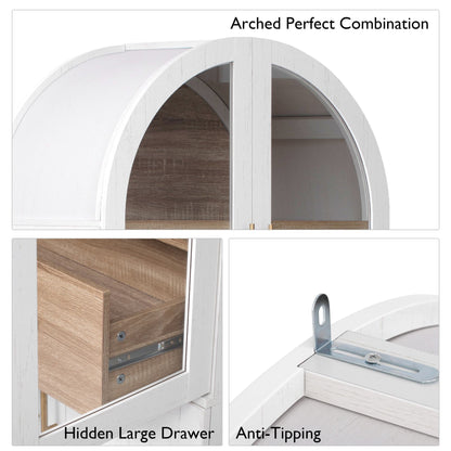 K&K 71" Tall Arched Kitchen Pantry Cabinet with Door Shelves, Farmhouse Kitchen Storage Cabinet with Open & Adjustable Shelves