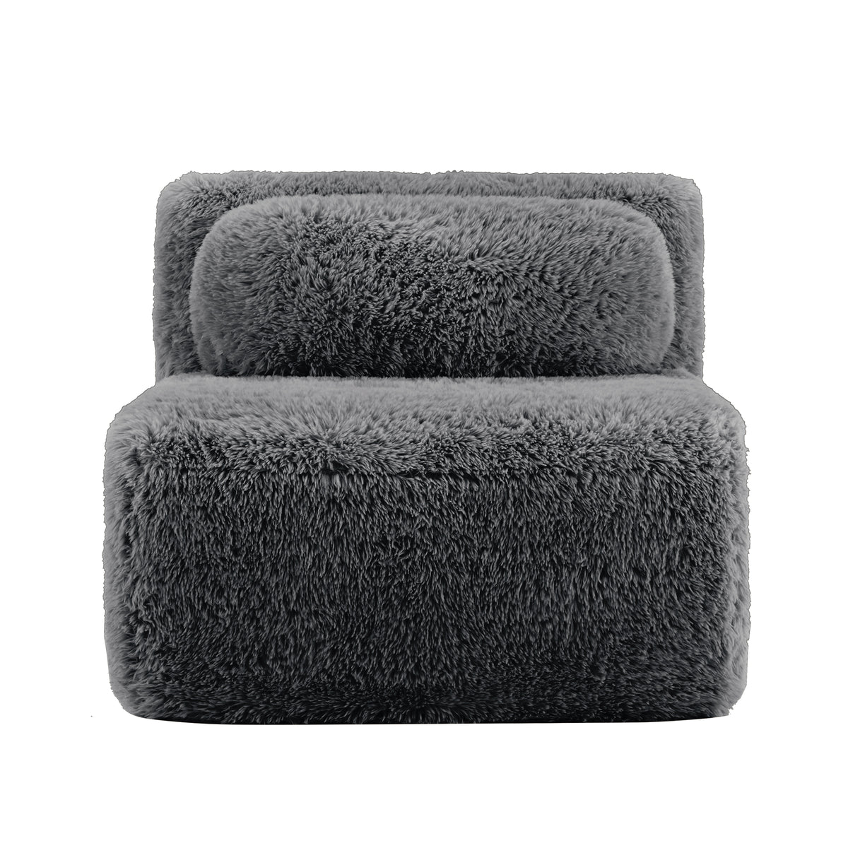 Aviana Armless Sofa W/Pillow Plush Fabric-Dark Grey