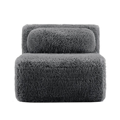 Aviana Armless Sofa W/Pillow Plush Fabric-Dark Grey