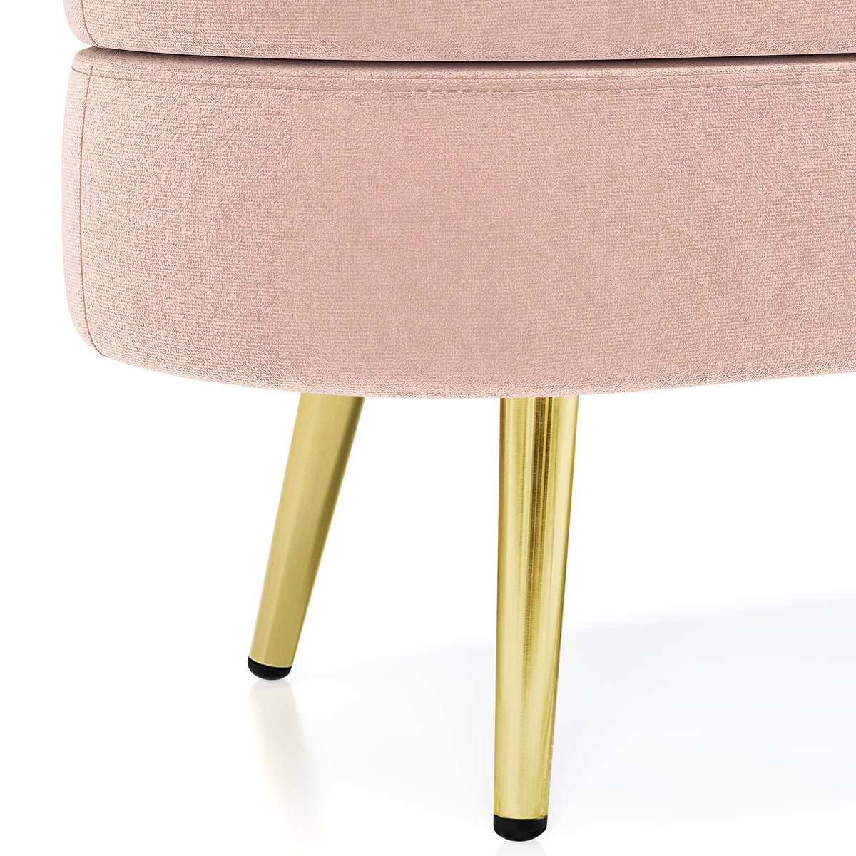Ottoman Oval Storage Bench, Flannel with Metal Legs-Pink(43.5'x16'x16')