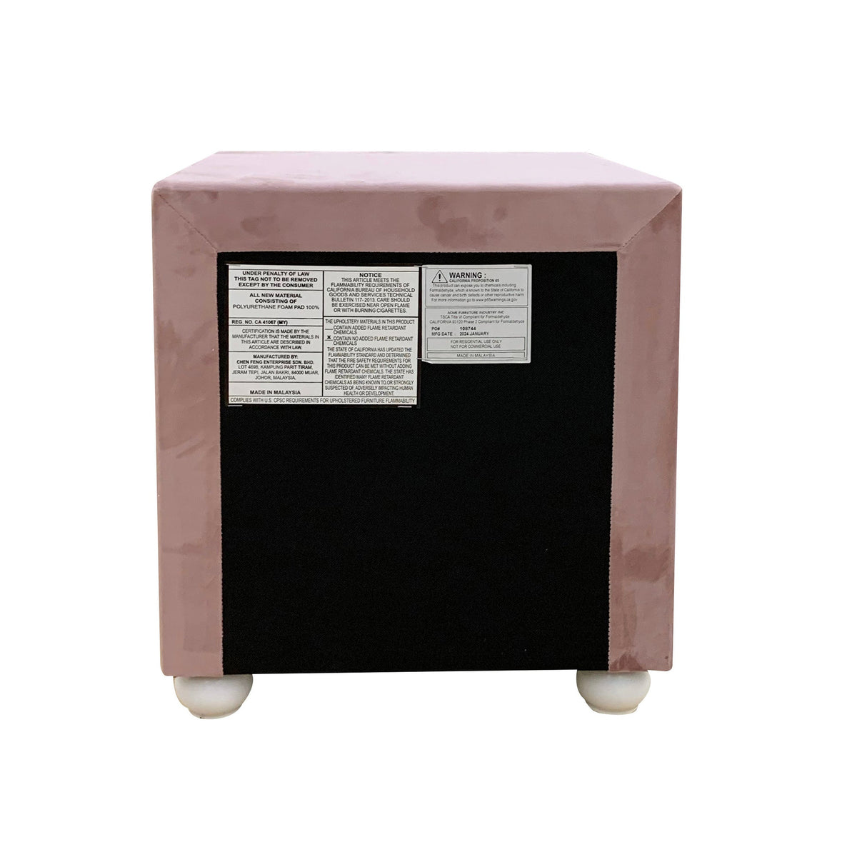 Reggie Pink Fabric Nightstand
