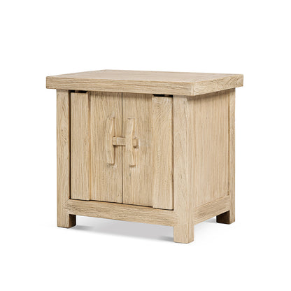 Rowan 26" Reclaimed Elm Wood 2-Door Cabinet, Light Natural Brown