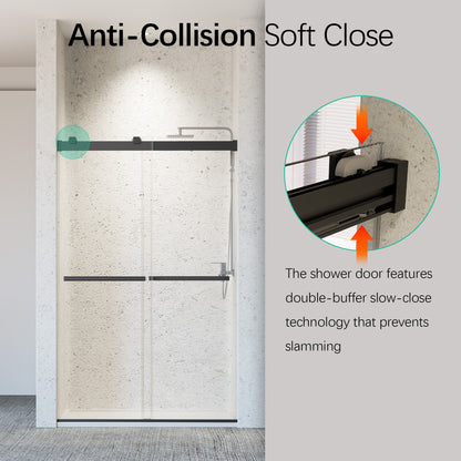 46-48" W * 76" H Frameless Double Sliding Soft-Close Shower Door, Bathroom Sliding Shower Door, 5/16" Thick SGCC Tempered Glass Door