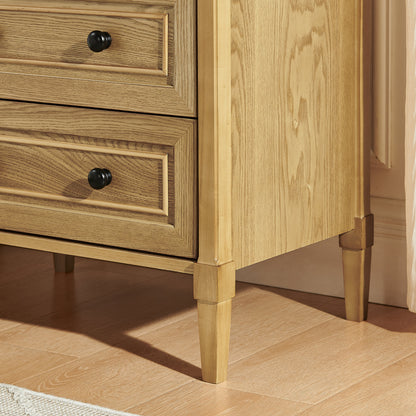 Wooden Bedside Nightstand with Open Cubby & 2 Storage Drawers, Freestanding Bedroom Side Cabinet for Bedside & Living Room Use