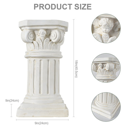 18' Sculptures Garden Statues, Large Roman Column Pedestal Angel Style, Magnesium Oxide Stone Composite Outdoor Garden Plant Stand Decor for Yard Patio Wedding, Ideal Home & Backyard Decoration
