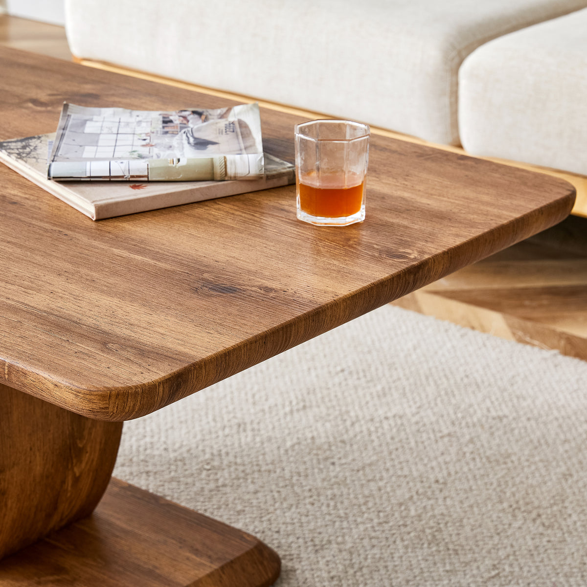 Modern simple luxury rectangular coffee table in wood color. The computer desk. The game table. Suitable, terrace, kitchen. 47 'x 25.6" 18"