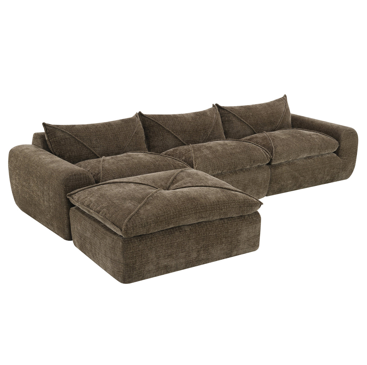 [VIDEO]116'' Fully Compressed Sofa with High Density Foam, Integrated Backrest&Seat Cushion, Decorative Edging – Brown