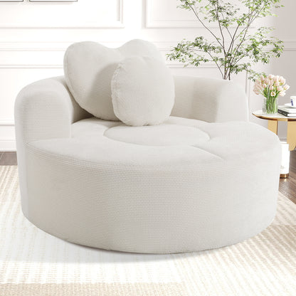 Round Sofa Bed with Memory Foam Sectional Couches for Living Room, Cloud Couch with two pillows, Beige