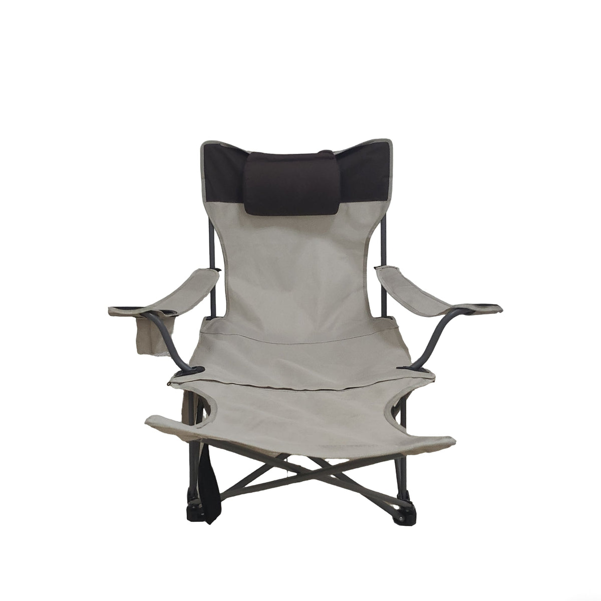 Outdoor Camping Chairs Folding/Portable/Adjustable reclining chair(Three-level adjustment), Side Pockets & Cup Holder,Carry Bag,Beige