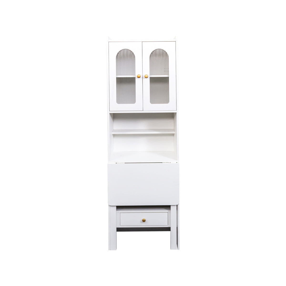 Fold-Out Convertible Writing Table, Desk Cabinet with shelf and drawer Multi-Function Home Office Workstation