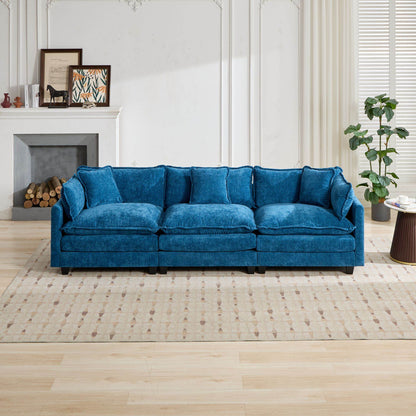 Cloud Sofa 3 Seats (Ottoman is not included), Modern Sectional Couch, Comfy Double Layer Upholstered Seat Cushion – Blue