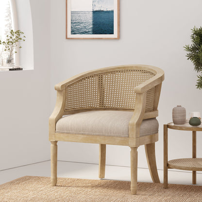 Accent Chair Rubber Wood Beige Natural