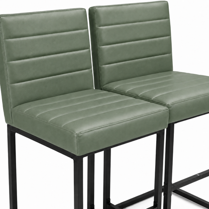 25.6 Inch Counter Height Bar Stools Set of 2 with PU Cushion and Back Modern Bar Chairs for Kitchen Island Counter with Metal Leg for Restaurant Dining Room Office, Green and Black.W2920P462102