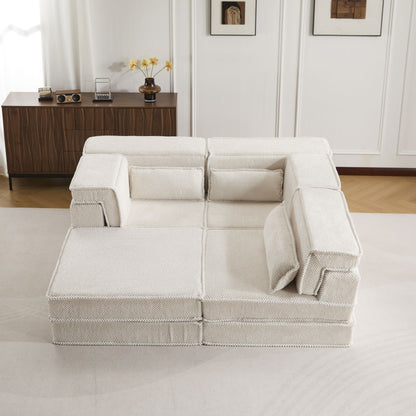 Compression Mahjong Sofa, Convertible Floor Sofa Bed, DIY Boneless Modular Sectional Sofa, No Assembly Required, Circle fleece fabric – Model W3723S00023