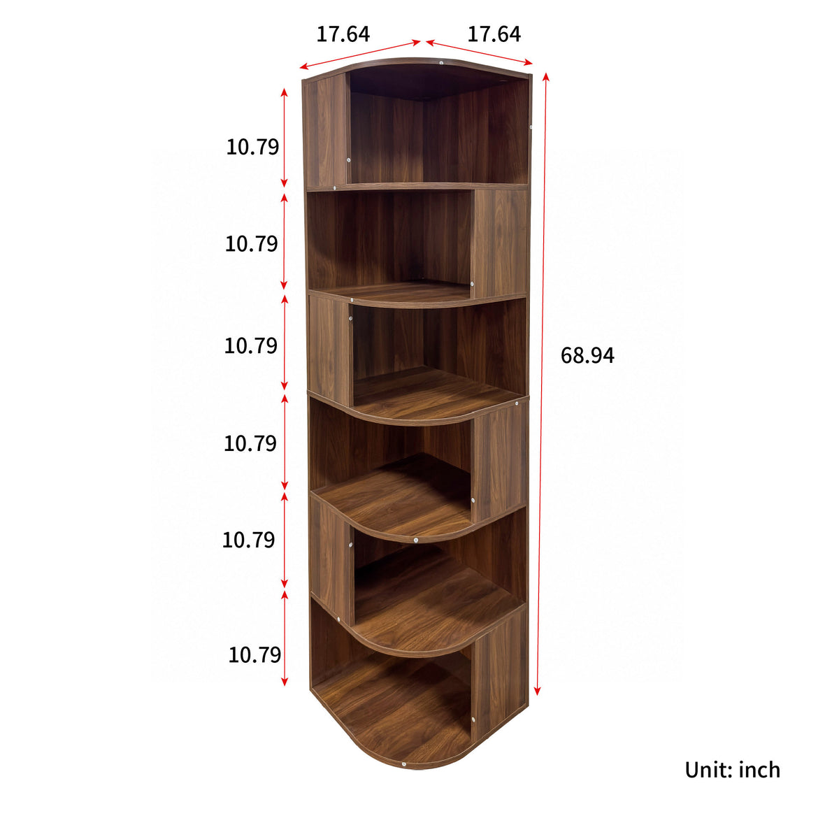 Corner Bookshelf, 6-Tier Modern Corner Book Shelf with Baffle