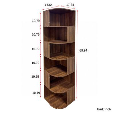 Corner Bookshelf, 6-Tier Modern Corner Book Shelf with Baffle