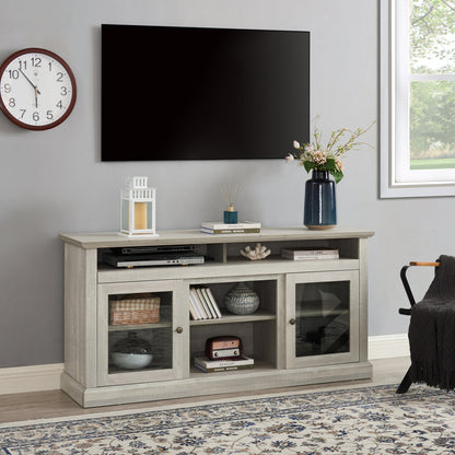 Contemporary TV Media Stand Modern Entertainment Console for TV Up to 65" with Open and Closed Storage Space, Stone Gray