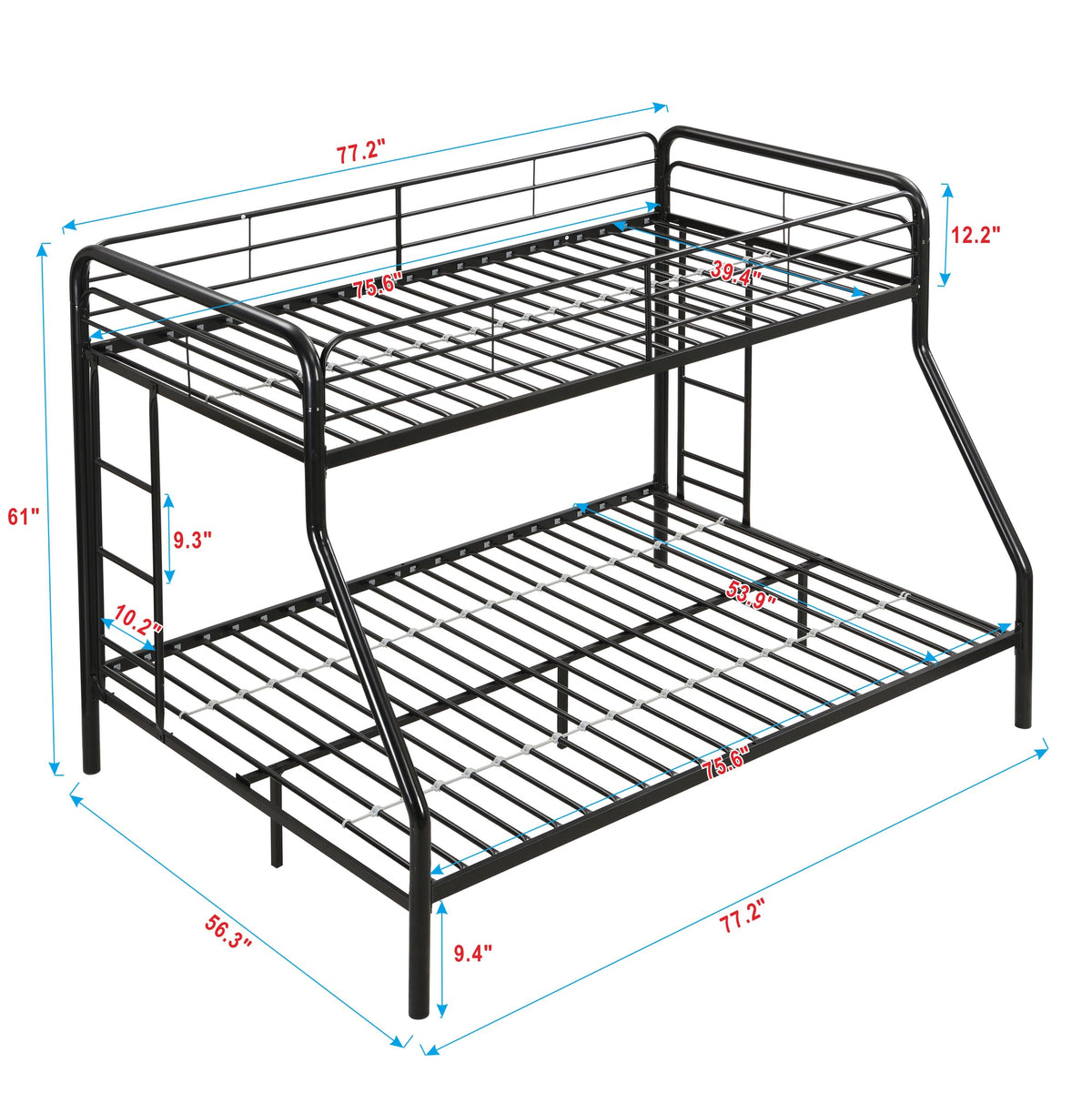 Twin Over FULL Metal Bunk Bed, No Box Spring Needed, Large Under Bed Storage, Easy Assemble