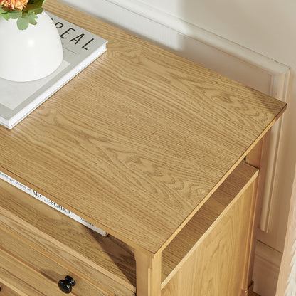 Wooden Bedside Nightstand with Open Cubby & 2 Storage Drawers, Freestanding Bedroom Side Cabinet for Bedside & Living Room Use