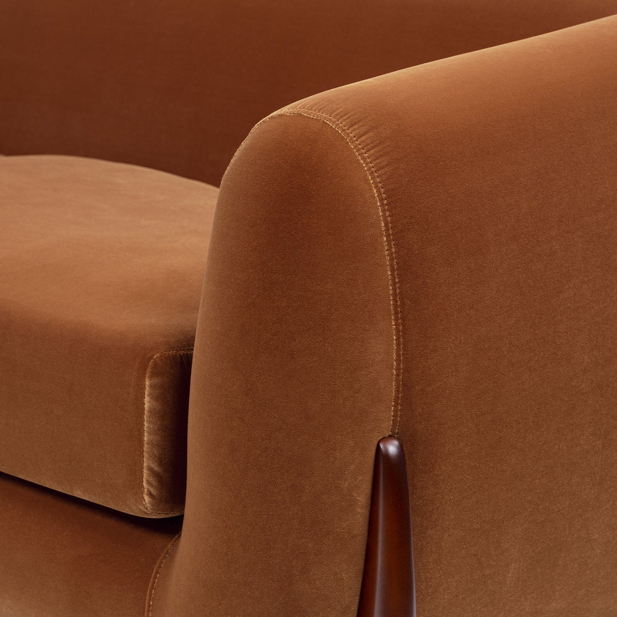 Alpine 90.5' Sherpa Sofa in Burnt Orange Performance Velvet with Natural Oak Legs