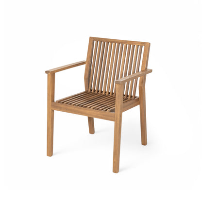Patio Dining Chair Set of 2 - Sturdy Acacia Wood, Comfortable Waterproof Seating, 400 lbs Capacity, Brown Color Frame