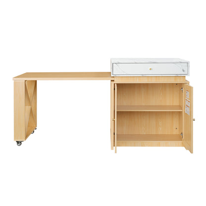 U_STYLE Modern Imitation Marble Counter Height Dining Table for 4, Farmhouse Bar Table with Adjustable Shelf, for Kitchen & Home Bar (Chairs Not Included)