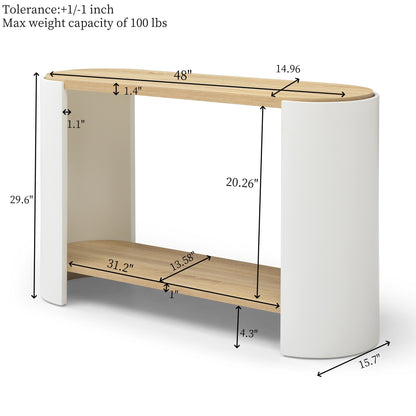End Table, Small Side Table, Nightstand with 2-Layer Storage Shelves, Sofa Table for Small Spaces, Living Room, Bedroom, Stable Frame, Easy Assembly, (Natural color and white)
