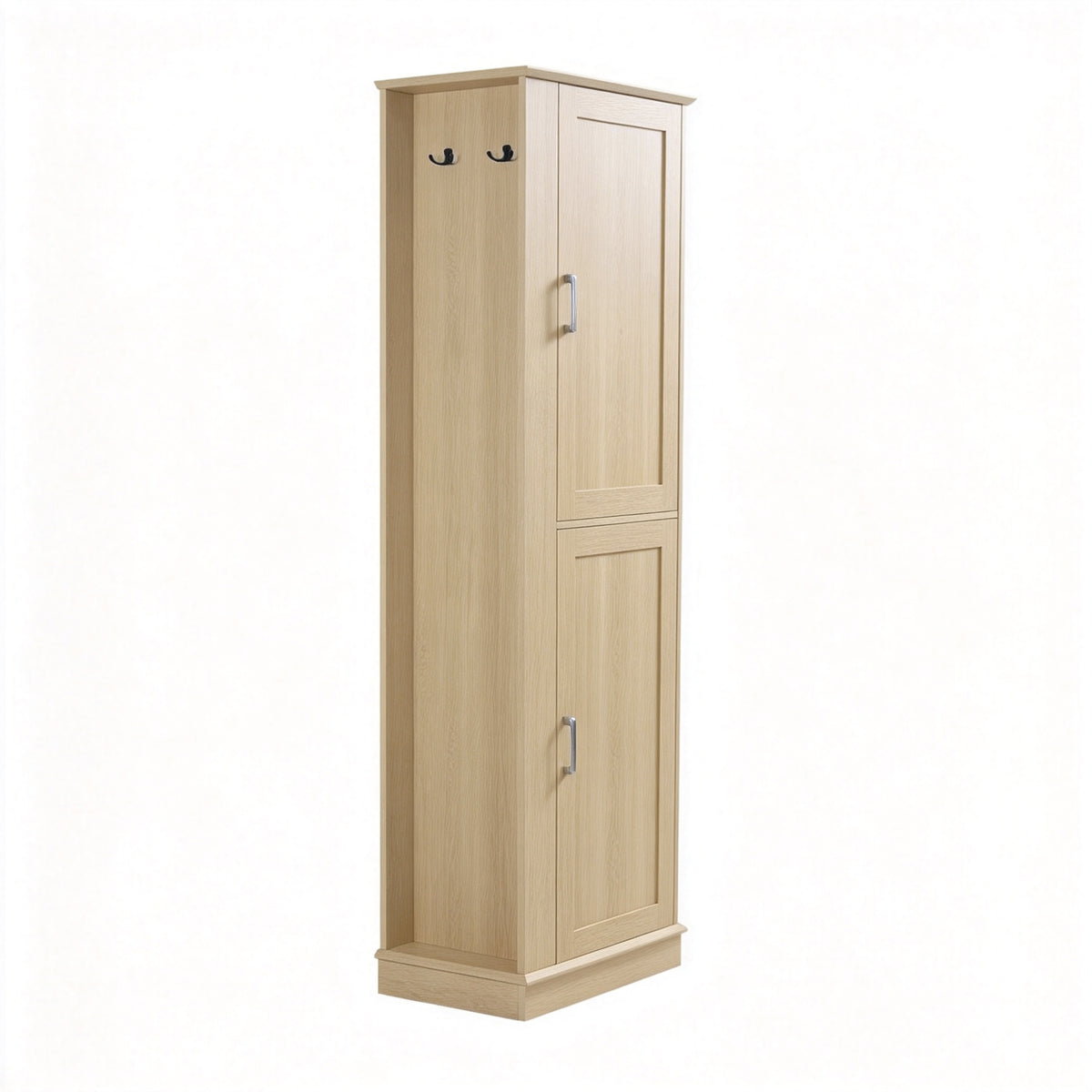 Tall Bathroom Storage Cabinet, Freestanding Storage Cabinet with Hook and Adjustable Shelf, MDF Board, Natural