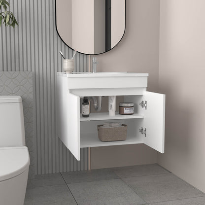 Bathroom Vanity with Sink, 2 Doors, 2 Shelves