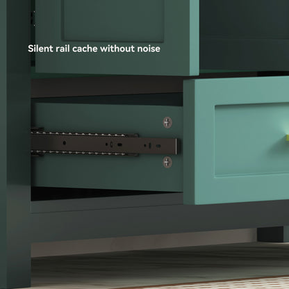 48" Green Bathroom Vanity with Resin sink Combo, Abundant Storage Cabinet -4 Soft close doors and 4 drawers