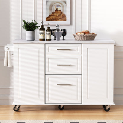 K&K 50.7" Kitchen Island with Storage Tilt Trash Can Cabinet and Pull Out Cabinet Organizer – Model N707S299008W