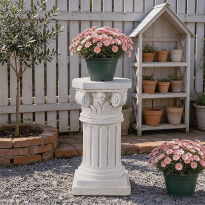 18' Sculptures Garden Statues, Large Roman Column Pedestal Angel Style, Magnesium Oxide Stone Composite Outdoor Garden Plant Stand Decor for Yard Patio Wedding, Ideal Home & Backyard Decoration