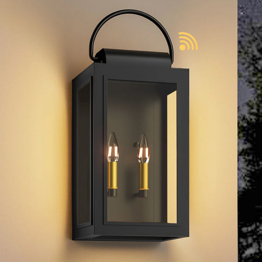 19"H 2-Light Outdoor Wall Lantern with Dusk to Dawn(not included bulbs)
